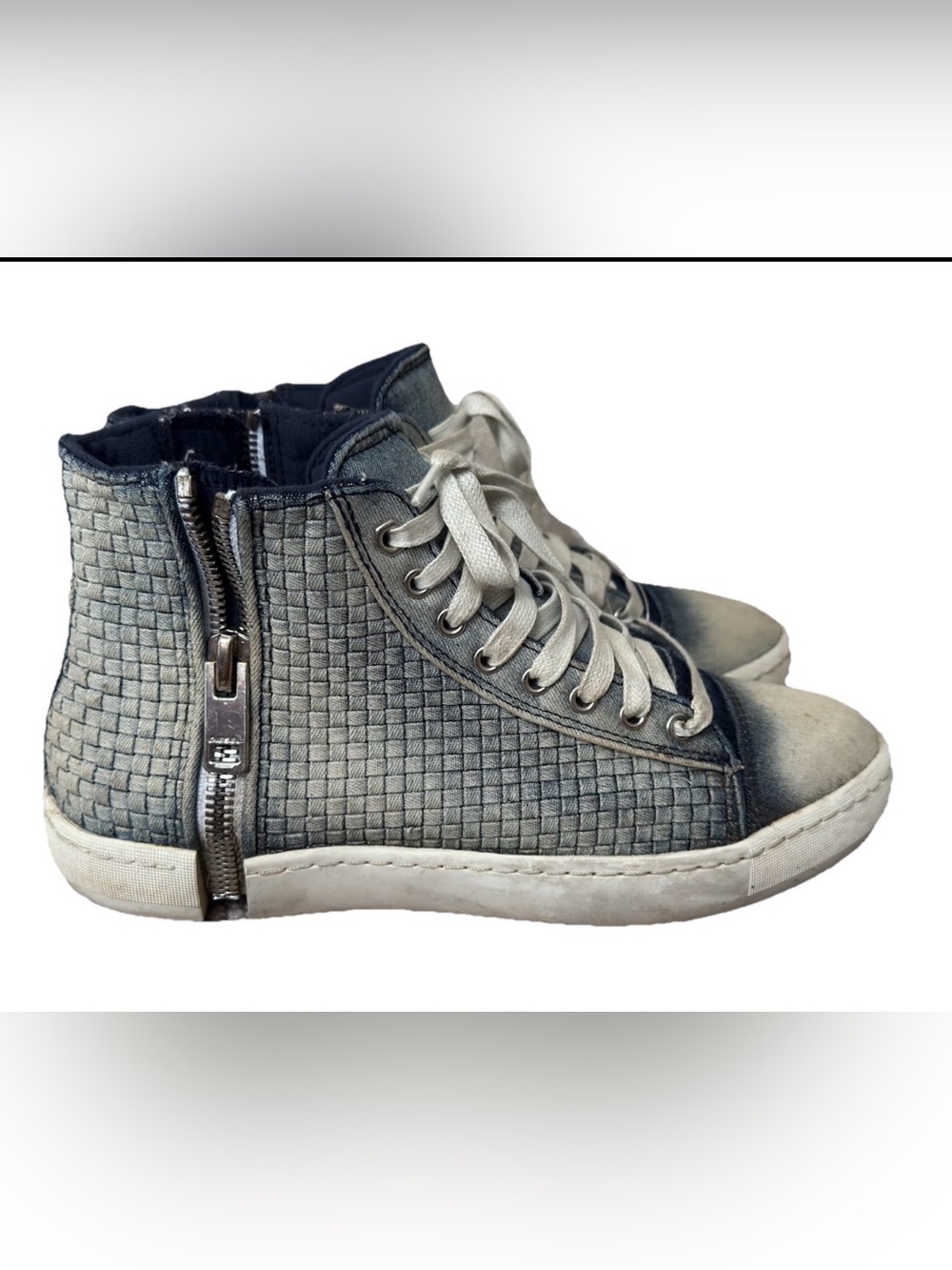 Diesel Women's High-Top Sneakers in Washed Gray and White